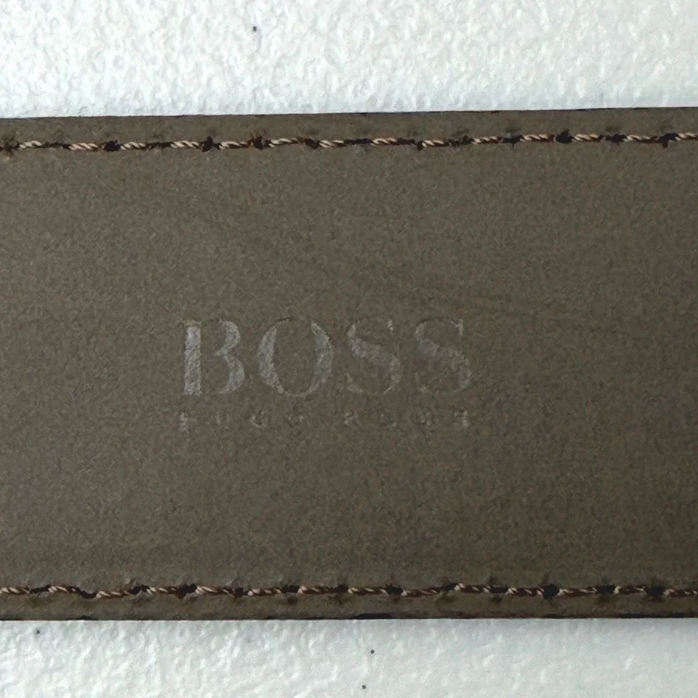 Hugo Boss Esily Brown Cowskin Leather Belt Silver Buckle Size 85 32 50138409